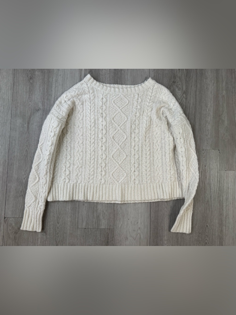 American Eagle Outfitters Womens Ivory Cable Knit Pullover Sweater Large